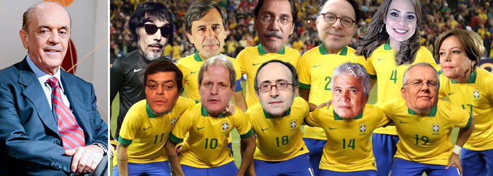 No time treinado por José Serra, estão nomes como Ali Kamel, Merval Pereira, Reinaldo Azevedo e Augusto Nunes, além das jogadoras Eliane Cantanhêde e Rachel Scherazade; confira o escrete completo escalado por Paulo Nogueira, editor do Diário do Centro do Mundo (Foto: Felipe L. Goncalves) No time treinado por José Serra, estão nomes como Ali Kamel, Merval Pereira, Reinaldo Azevedo e Augusto Nunes, além das jogadoras Eliane Cantanhêde e Rachel Scherazade; confira o escrete completo escalado por Paulo Nogueira, editor do Diário do Centro do Mundo
