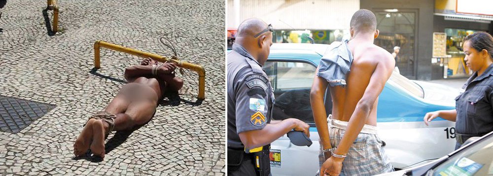 Policiais militares encontraram um adolescente de 16 anos amarrado a um poste, na zona oeste da cidade do Rio de Janeiro; segundo a Polícia Militar, o jovem foi flagrado enquanto furtava um estabelecimento comercial, no bairro de Santíssimo; no mês passado, um caso semelhante ganhou ampla divulgação nas redes sociais, quando um adolescente de 15 anos foi agredido e amarrado nu a um poste (fotos) (Foto: Leonardo Lucena) Policiais militares encontraram um adolescente de 16 anos amarrado a um poste, na zona oeste da cidade do Rio de Janeiro; segundo a Polícia Militar, o jovem foi flagrado enquanto furtava um estabelecimento comercial, no bairro de Santíssimo; no mês passado, um caso semelhante ganhou ampla divulgação nas redes sociais, quando um adolescente de 15 anos foi agredido e amarrado nu a um poste (fotos)