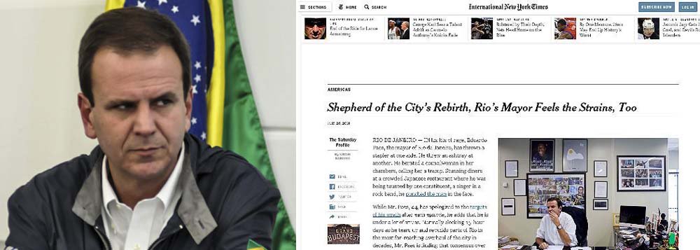 Jornal americano fala dos acessos de ira do prefeito do Rio de Janeiro que estaria sob forte estresse; suas vítimas são assessores, políticos e até o cidadão; reportagem diz que Eduardo Paes teria dito que não recomenda a ninguém fazer dois grandes eventos, como a Copa e as Olimpíadas, ao mesmo tempo, sobretudo quando a cidade ainda vive as turbulências das manifestações (Foto: Roberta Namour) Jornal americano fala dos acessos de ira do prefeito do Rio de Janeiro que estaria sob forte estresse; suas vítimas são assessores, políticos e até o cidadão; reportagem diz que Eduardo Paes teria dito que não recomenda a ninguém fazer dois grandes eventos, como a Copa e as Olimpíadas, ao mesmo tempo, sobretudo quando a cidade ainda vive as turbulências das manifestações