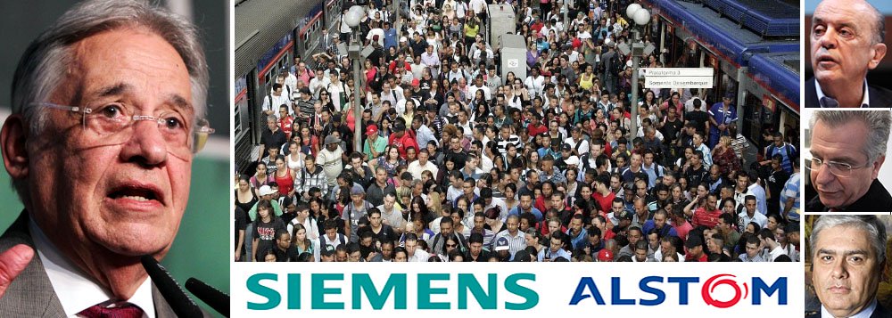 Embora existam indícios veementes de que a propina arrecadada pelos tucanos junto à Alstom, por meio do atual vereador Andrea Matarazzo, tenha contribuído para a própria reeleição de FHC, em 1998, o ex-presidente diferenciou o caso do metrô do chamado mensalão; "não apareceu o PSDB recebendo dinheiro, não comprou ninguém", afirmou; outro personagem envolvido no escândalo, José Luiz Portella, foi peça central na articulação da emenda da reeleição, manchada pela compra de votos; FHC ainda defendeu José Serra (Foto: Roberta Namour) Embora existam indícios veementes de que a propina arrecadada pelos tucanos junto à Alstom, por meio do atual vereador Andrea Matarazzo, tenha contribuído para a própria reeleição de FHC, em 1998, o ex-presidente diferenciou o caso do metrô do chamado mensalão; "não apareceu o PSDB recebendo dinheiro, não comprou ninguém", afirmou; outro personagem envolvido no escândalo, José Luiz Portella, foi peça central na articulação da emenda da reeleição, manchada pela compra de votos; FHC ainda defendeu José Serra