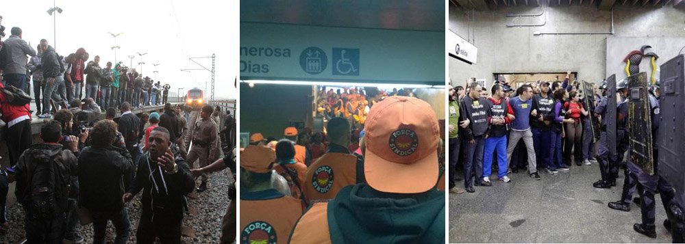TRT decreta abusiva a greve dos metroviários de São Paulo; paralisada há quatro dias, categoria deve retornar ao trabalho sob pena de multa diária de R$ 500 mil ao sindicato; apenas um desembargador votou pela legalidade do movimento em sessão que terminou há pouco; caso a greve persista, governador Geraldo Alckmin anuncia demitir grevistas e reabrir estações com apoio da Polícia Militar; com o endurecimento das negociações, lideranças sindicais, com o apoio da CUT, consideravam convocar uma greve geral às portas da Copa do Mundo; bom senso pede recuo (Foto: Realle Palazzo-Martini) TRT decreta abusiva a greve dos metroviários de São Paulo; paralisada há quatro dias, categoria deve retornar ao trabalho sob pena de multa diária de R$ 500 mil ao sindicato; apenas um desembargador votou pela legalidade do movimento em sessão que terminou há pouco; caso a greve persista, governador Geraldo Alckmin anuncia demitir grevistas e reabrir estações com apoio da Polícia Militar; com o endurecimento das negociações, lideranças sindicais, com o apoio da CUT, consideravam convocar uma greve geral às portas da Copa do Mundo; bom senso pede recuo