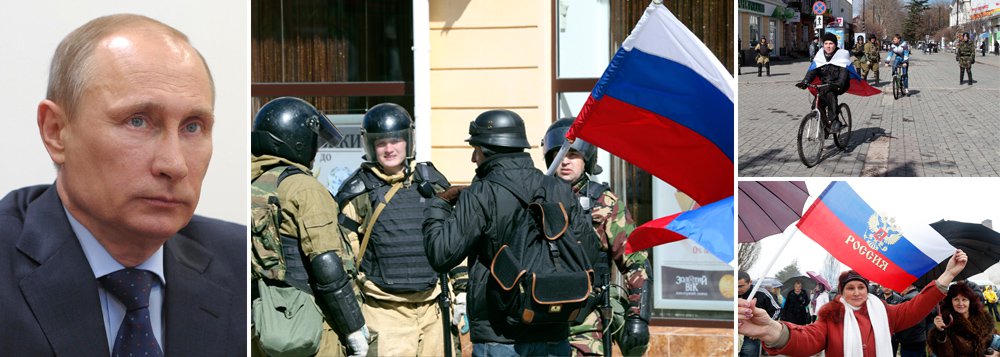 Reconhecimento oficial acontece um dia depois de 96,6% da população da Crimeia votar pela anexação à Rússia em referendo; decreto assinado pelo presidente Vladimir Putin, segundo agências de notícias do país, indica primeiro passo para a integração; texto afirma que reconhecimento é baseado "na vontade do povo da Crimeia" e começa a valer imediatamente; em meio à crise, União Europeia e Estados Unidos anunciaram sanções contra Ucrânia e Rússia (Foto: Gisele Federicce) Reconhecimento oficial acontece um dia depois de 96,6% da população da Crimeia votar pela anexação à Rússia em referendo; decreto assinado pelo presidente Vladimir Putin, segundo agências de notícias do país, indica primeiro passo para a integração; texto afirma que reconhecimento é baseado "na vontade do povo da Crimeia" e começa a valer imediatamente; em meio à crise, União Europeia e Estados Unidos anunciaram sanções contra Ucrânia e Rússia