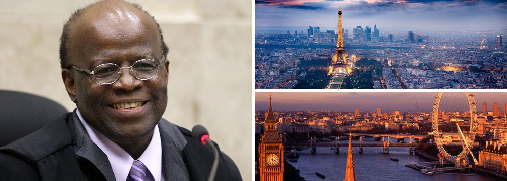 Presidente da Corte, que antecipou recesso deixando em aberto mandados de prisão da AP 470, receberá mais de R$ 14 mil por 11 diárias em razão de duas palestras que fará em Paris e em Londres; a primeira delas está prevista para durar 30 minutos; a outra deve ocorrer cinco dias depois (Foto: Roberta Namour) www.brasil247.com - Presidente da Corte, que antecipou recesso deixando em aberto mandados de prisão da AP 470, receberá mais de R$ 14 mil por 11 diárias em razão de duas palestras que fará em Paris e em Londres; a primeira delas está prevista para durar 30 minutos; a outra deve ocorrer cinco dias depois