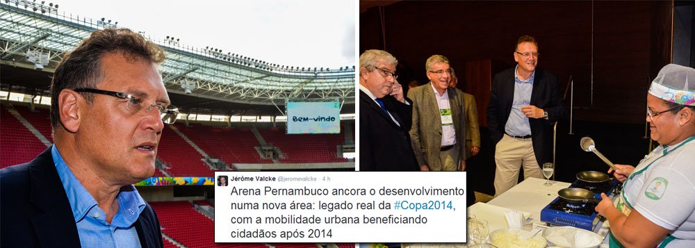 Visita relâmpago do secretário-geral da Fifa, Jérôme Valcke, ao Recife, resultou na aprovação do estádio que abrigará cinco jogos da Copa do Mundo e das obras de mobilidade urbana necessárias à realização do evento; “Arena Pernambuco ancora o desenvolvimento numa nova área: legado real da #Copa2014 com a mobilidade urbana beneficiando cidadãos após 2014”, postou no Twitter; ele também provou, aprovou e recomendou a tapioca, tradicional iguaria pernambucana, aos torcedores (Foto: Paulo Emílio) Visita relâmpago do secretário-geral da Fifa, Jérôme Valcke, ao Recife, resultou na aprovação do estádio que abrigará cinco jogos da Copa do Mundo e das obras de mobilidade urbana necessárias à realização do evento; “Arena Pernambuco ancora o desenvolvimento numa nova área: legado real da #Copa2014 com a mobilidade urbana beneficiando cidadãos após 2014”, postou no Twitter; ele também provou, aprovou e recomendou a tapioca, tradicional iguaria pernambucana, aos torcedores