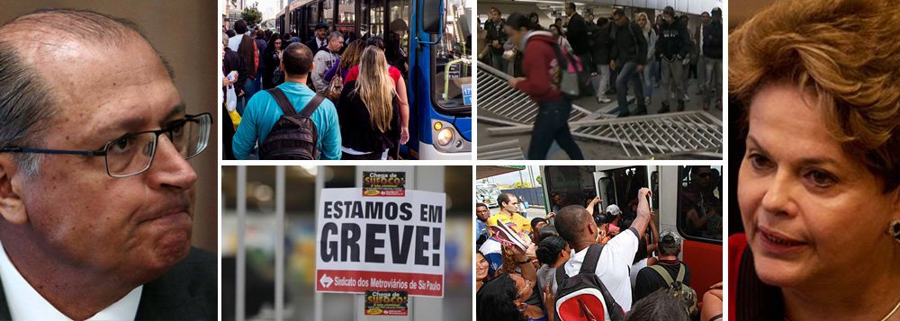 Governador de São Paulo ataca "greve sem sentido que prejudica a população"; segundo Geraldo Alckmin (PSDB), "pequeno grupo, muito político", leva "caos e bagunça sem a menor razão de ser"; Metrô protocolou no Tribunal Regional de Trabalho (TRT) pedido para que a paralisação seja considerada abusiva; em audiência nesta tarde, a empresa não fez nova proposta, o que sinaliza que a greve irá continuar nesta sexta; Justiça só deve julgar amanhã ilegalidade do movimento; paralisação prejudicou 4,6 milhões de usuários nesta manhã; metade das 66 estações está parada; secretário de Transportes, Jurandir Fernandes ameaçou demissão; presidente Dilma classificou vandalismo na estação Itaquera, que foi depredada, como "lamentável" (Foto: Gisele Federicce) Governador de São Paulo ataca "greve sem sentido que prejudica a população"; segundo Geraldo Alckmin (PSDB), "pequeno grupo, muito político", leva "caos e bagunça sem a menor razão de ser"; Metrô protocolou no Tribunal Regional de Trabalho (TRT) pedido para que a paralisação seja considerada abusiva; em audiência nesta tarde, a empresa não fez nova proposta, o que sinaliza que a greve irá continuar nesta sexta; Justiça só deve julgar amanhã ilegalidade do movimento; paralisação prejudicou 4,6 milhões de usuários nesta manhã; metade das 66 estações está parada; secretário de Transportes, Jurandir Fernandes ameaçou demissão; presidente Dilma classificou vandalismo na estação Itaquera, que foi depredada, como "lamentável"