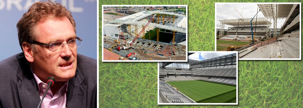 Secretário-geral da Fifa voltou a falar neste sábado em atrasos e na dificuldade de se concluir as obras da Copa do Mundo a tempo; "Estamos falando de condições em que o cimento não está nem mesmo seco", disse, em coletiva de imprensa; na próxima terça-feira, faltarão apenas 100 dias para o Mundial; "não tem sido nada fácil", ressaltou ainda Jérôme Valcke; por fim, o dirigente decidiu fazer um discurso otimista: "vai dar certo, e vocês terão o que esperam" (Foto: Gisele Federicce) Secretário-geral da Fifa voltou a falar neste sábado em atrasos e na dificuldade de se concluir as obras da Copa do Mundo a tempo; "Estamos falando de condições em que o cimento não está nem mesmo seco", disse, em coletiva de imprensa; na próxima terça-feira, faltarão apenas 100 dias para o Mundial; "não tem sido nada fácil", ressaltou ainda Jérôme Valcke; por fim, o dirigente decidiu fazer um discurso otimista: "vai dar certo, e vocês terão o que esperam"