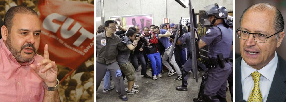 Maior central sindical do País, a CUT, dirigida por Vagner Freitas, divulga nota favorável à greve dos metroviários; paralisação provocou segundo dia de caos em São Paulo e elevou a tensão nos dias que antecedem a Copa do Mundo; Freitas também criticou a ação da polícia que atirou bombas de gás lacrimôgeno na estação Ana Rosa, que chegou a ser fechada por grevistas; "A CUT entende que o governador de São Paulo-SP, Geraldo Alckmin, precisa agir com mais responsabilidade, tanto na condução da negociação com os representantes do Sindicato dos Metroviários, que não é filiado a nenhuma central sindical, quanto com a população da cidade", diz ele; se a greve persistir até quinta-feira, chegada ao Itaquerão será prejudicada (Foto: Leonardo Attuch) Maior central sindical do País, a CUT, dirigida por Vagner Freitas, divulga nota favorável à greve dos metroviários; paralisação provocou segundo dia de caos em São Paulo e elevou a tensão nos dias que antecedem a Copa do Mundo; Freitas também criticou a ação da polícia que atirou bombas de gás lacrimôgeno na estação Ana Rosa, que chegou a ser fechada por grevistas; "A CUT entende que o governador de São Paulo-SP, Geraldo Alckmin, precisa agir com mais responsabilidade, tanto na condução da negociação com os representantes do Sindicato dos Metroviários, que não é filiado a nenhuma central sindical, quanto com a população da cidade", diz ele; se a greve persistir até quinta-feira, chegada ao Itaquerão será prejudicada