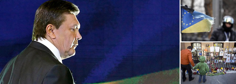 Segundo autoridades da Ucrânia, o ex-presidente, que no sábado foi cassado pelo Parlamento, tentou sair do país em um avião particular, mas o voo não foi autorizado pela guarda de fronteiras; seu paradeiro é desconhecido (Foto: Roberta Namour) Segundo autoridades da Ucrânia, o ex-presidente, que no sábado foi cassado pelo Parlamento, tentou sair do país em um avião particular, mas o voo não foi autorizado pela guarda de fronteiras; seu paradeiro é desconhecido