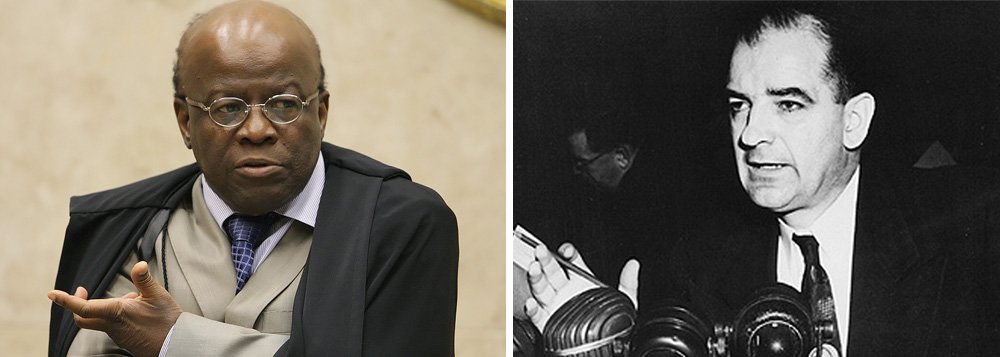 "Inicialmente idolatrado como líder da caça às bruxas, presidente do Supremo perdeu apoio de seus pares, foi criticado por Ministério Público e OAB, e acabou só até entre a imprensa que o encorajou", escreve Helena Sthephanowitz, da Rede Brasil Atual; segundo ela, Joaquim Barbosa estava a caminho de repetir a saga do senador estadunidense Joseph McCarthy na década de 1950; leia seu artigo (Foto: Gisele Federicce) "Inicialmente idolatrado como líder da caça às bruxas, presidente do Supremo perdeu apoio de seus pares, foi criticado por Ministério Público e OAB, e acabou só até entre a imprensa que o encorajou", escreve Helena Sthephanowitz, da Rede Brasil Atual; segundo ela, Joaquim Barbosa estava a caminho de repetir a saga do senador estadunidense Joseph McCarthy na década de 1950; leia seu artigo