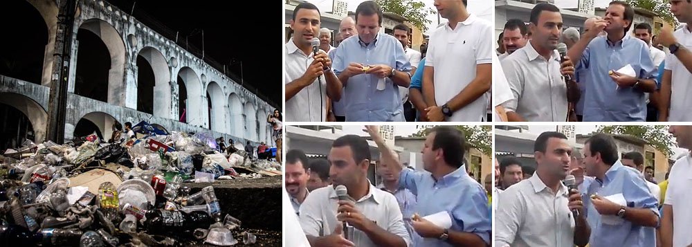 Em meio a greve de garis, que chega ao 6º dia no Rio, vídeo divulgado na internet flagra prefeito jogando alimento para o alto; presidente da Comlurb diz que ele será multado; em nota, Eduardo Paes tenta se eximir da culpa: "O vídeo, efetivamente, não mostra Paes jogando ao chão um pedaço de fruta"; assista (Foto: Gisele Federicce) Em meio a greve de garis, que chega ao 6º dia no Rio, vídeo divulgado na internet flagra prefeito jogando alimento para o alto; presidente da Comlurb diz que ele será multado; em nota, Eduardo Paes tenta se eximir da culpa: "O vídeo, efetivamente, não mostra Paes jogando ao chão um pedaço de fruta"; assista