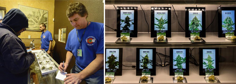Valor inclui US$ 2,9 milhões em impostos sobre a compra da maconha para fins recreativos ou medicinais e US$ 600 mil em outras taxas; Estado americano, conhecido por "Rocky Mountain" por seu solo rochoso, legalizou a erva em 2012, mas fez história a partir de 1º de janeiro, ao inaugurar lojas de venda da droga, com imposto indireto de 15% e direto de 2,9% (Foto: Roberta Namour) Valor inclui US$ 2,9 milhões em impostos sobre a compra da maconha para fins recreativos ou medicinais e US$ 600 mil em outras taxas; Estado americano, conhecido por "Rocky Mountain" por seu solo rochoso, legalizou a erva em 2012, mas fez história a partir de 1º de janeiro, ao inaugurar lojas de venda da droga, com imposto indireto de 15% e direto de 2,9%