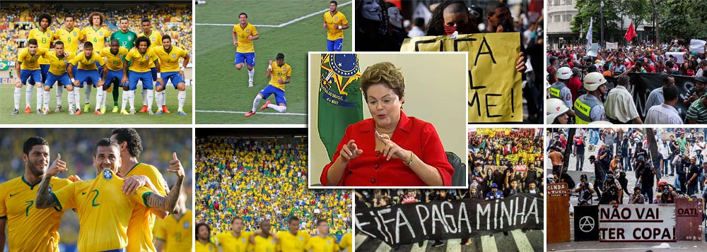 A poucos dias de a bola rolar na Copa do Mundo, presidente mostra seu lado supersticioso quando torce para o Brasil e até "isolou a madeira" ao falar que Seleção não pode fazer feio na abertura do Mundial no Itaquerão: "nós não podemos correr esse risco, então, isolemos"; sob clima popular instável, em entrevista ao Jornal da Band, Dilma disse ainda esperar que todos os governadores dos estados com sedes peçam o apoio das Forças Armadas, porque não admitirá que haja qualquer tipo de baderna tentando impedir que as pessoas tenham acesso ao evento; quanto à Fifa, disse não concordar com certas "considerações" indevidas a respeito do Brasil e de sua soberania (Foto: Roberta Namour) A poucos dias de a bola rolar na Copa do Mundo, presidente mostra seu lado supersticioso quando torce para o Brasil e até "isolou a madeira" ao falar que Seleção não pode fazer feio na abertura do Mundial no Itaquerão: "nós não podemos correr esse risco, então, isolemos"; sob clima popular instável, em entrevista ao Jornal da Band, Dilma disse ainda esperar que todos os governadores dos estados com sedes peçam o apoio das Forças Armadas, porque não admitirá que haja qualquer tipo de baderna tentando impedir que as pessoas tenham acesso ao evento; quanto à Fifa, disse não concordar com certas "considerações" indevidas a respeito do Brasil e de sua soberania