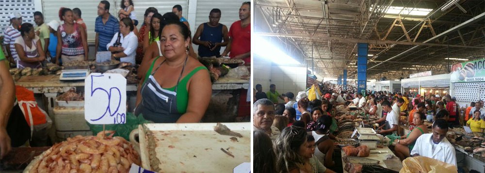 Em plena Semana Santa, diversas espécies de peixes estão em falta em Maceió, casos de dourado, cavala e arabaiana. A movimentação de consumidores tem sido intensa (Foto: Voney Malta) Em plena Semana Santa, diversas espécies de peixes estão em falta em Maceió, casos de dourado, cavala e arabaiana. A movimentação de consumidores tem sido intensa