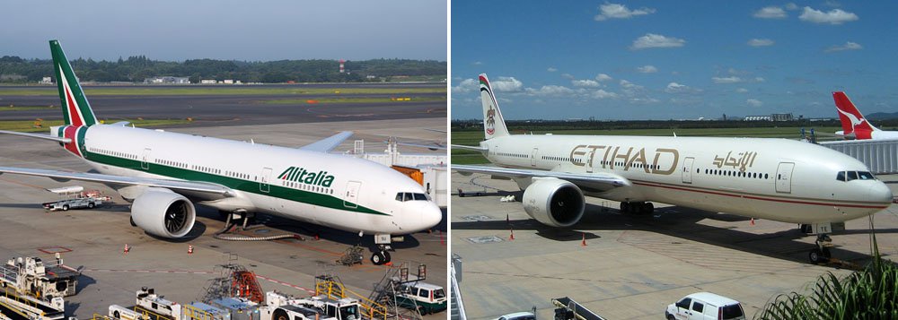 A companhia aérea italiana Alitalia recebeu uma carta "positiva" da Etihad Airways sobre os termos de uma proposta de fusão, afirmou o ministro dos Transportes da Itália, Maurizio Lupi, neste domingo (Foto: Leonardo Attuch) A companhia aérea italiana Alitalia recebeu uma carta "positiva" da Etihad Airways sobre os termos de uma proposta de fusão, afirmou o ministro dos Transportes da Itália, Maurizio Lupi, neste domingo