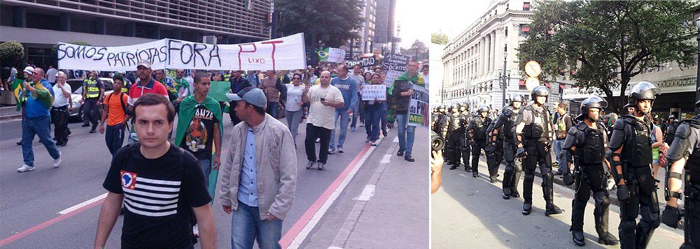 Um movimento que cansou... Convocado pela internet, o 9º Ato Contra a Copa reuniu somente “umas 100 pessoas” em protesto na frente do Theatro Municipal, zona central da capital paulista, de acordo com a Polícia Militar (PM); com palavras de ordem contra os gastos públicos necessários à realização da Copa do Mundo no Brasil e empunhando faixas e cartazes nos quais asseguram que o Mundial, de 12 de junho a 13 de julho, será a “Copa das Manifestações”; manifestantes não conseguiram adesão popular e movimento contra a Copa vai encolhendo cada vez mais (Foto: Paulo Emílio) www.brasil247.com - Um movimento que cansou... Convocado pela internet, o 9º Ato Contra a Copa reuniu somente “umas 100 pessoas” em protesto na frente do Theatro Municipal, zona central da capital paulista, de acordo com a Polícia Militar (PM); com palavras de ordem contra os gastos públicos necessários à realização da Copa do Mundo no Brasil e empunhando faixas e cartazes nos quais asseguram que o Mundial, de 12 de junho a 13 de julho, será a “Copa das Manifestações”; manifestantes não conseguiram adesão popular e movimento contra a Copa vai encolhendo cada vez mais