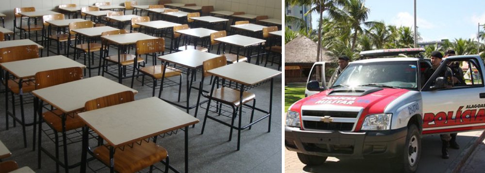 Quase 400 alunos não tiveram aulas nesta sexta-feira (16) na Escola Municipal Sérgio Luiz Pessoa Braga, na Chã da Jaqueira, em Maceió. A medida foi tomada depois que um homem invadiu a unidade de ensino no último dia 13 para tentar matar um rival. O clima de insegurança domina alunos e funcionários. PM promete reforçar o policiamento na região. (Foto: Voney Malta) Quase 400 alunos não tiveram aulas nesta sexta-feira (16) na Escola Municipal Sérgio Luiz Pessoa Braga, na Chã da Jaqueira, em Maceió. A medida foi tomada depois que um homem invadiu a unidade de ensino no último dia 13 para tentar matar um rival. O clima de insegurança domina alunos e funcionários. PM promete reforçar o policiamento na região.