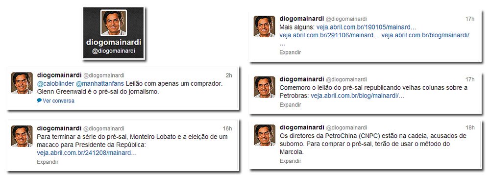 Ex-colunista de Veja, Diogo Mainardi deu o ar da graça no Twitter, logo após o leilão do pré-sal. "Os diretores da PetroChina (CNPC) estão na cadeia, acusados de suborno. Para comprar o pré-sal, terão de usar o método do Marcola", disse ele, numa de suas postagens (Foto: Leonardo Attuch) www.brasil247.com - Ex-colunista de Veja, Diogo Mainardi deu o ar da graça no Twitter, logo após o leilão do pré-sal. "Os diretores da PetroChina (CNPC) estão na cadeia, acusados de suborno. Para comprar o pré-sal, terão de usar o método do Marcola", disse ele, numa de suas postagens