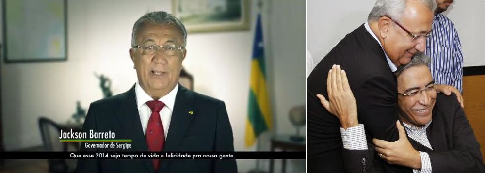 No vídeo, de um minuto, mesmo sem citar nominalmente Marcelo Déda, o governador Jackson Barreto (PMDB) fala em "vidas que se vão, deixando na gente uma eterna saudade"; diz também que "o caminho já foi aberto, só basta seguir em frente"; Jackson, que disputará o governo no próximo ano, deseja, na mensagem, "que esse 2014 seja tempo de vida e felicidade pra nossa gente, pra todos que constroem com o suor do seu trabalho, ao lado do governo, um Sergipe cada vez mais justo e melhor" (Foto: Valter Lima) No vídeo, de um minuto, mesmo sem citar nominalmente Marcelo Déda, o governador Jackson Barreto (PMDB) fala em "vidas que se vão, deixando na gente uma eterna saudade"; diz também que "o caminho já foi aberto, só basta seguir em frente"; Jackson, que disputará o governo no próximo ano, deseja, na mensagem, "que esse 2014 seja tempo de vida e felicidade pra nossa gente, pra todos que constroem com o suor do seu trabalho, ao lado do governo, um Sergipe cada vez mais justo e melhor"