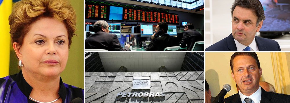 Mostra apontando queda de 3 pontos da presidente Dilma Rousseff, de 37% para 34%, faz Ibovespa subir 3% nesta sexta-feira; Petrobras dispara a mais de 6%; outras estatais, como Banco do Brasil (+5,22%) e Eletrobras (+5,50%, do papel ELET3, e +4,57%, do papel ELET6) também registram forte alta na Bolsa de Valores de São Paulo; apesar da queda de Dilma, levantamento mostrou, em contrapartida, que os principais adversários da pré-candidata do PT não cresceram: Aécio Neves (PSDB) e Eduardo Campos (PSB) tiveram variação negativa, de 20% a 19% e de 11% a 7%, respectivamente; cenário, porém, está mais apertado para um segundo turno com o tucano (Foto: Gisele Federicce) Mostra apontando queda de 3 pontos da presidente Dilma Rousseff, de 37% para 34%, faz Ibovespa subir 3% nesta sexta-feira; Petrobras dispara a mais de 6%; outras estatais, como Banco do Brasil (+5,22%) e Eletrobras (+5,50%, do papel ELET3, e +4,57%, do papel ELET6) também registram forte alta na Bolsa de Valores de São Paulo; apesar da queda de Dilma, levantamento mostrou, em contrapartida, que os principais adversários da pré-candidata do PT não cresceram: Aécio Neves (PSDB) e Eduardo Campos (PSB) tiveram variação negativa, de 20% a 19% e de 11% a 7%, respectivamente; cenário, porém, está mais apertado para um segundo turno com o tucano
