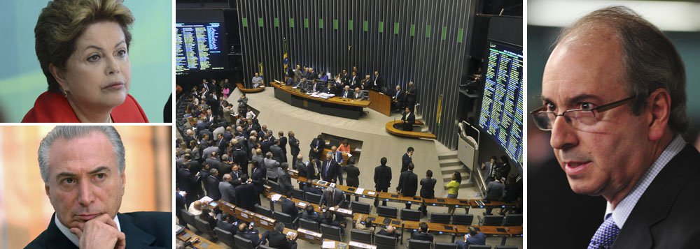 Líder do PMDB, Eduardo Cunha comanda rompimento com governo em matéria crucial; deputados aprovam, por 267 votos a favor, 28 contrários e 15 abstenções, requerimento para investigação sobre a Petrobras; bancadas do PT, PP, Pros, PC do B, PDT e PRB se retiraram; aprovação de requerimento é resposta à articulação da presidente Dilma Rousseff e do vice Michel Temer; ela se recusa a ceder ao que chamou de “chantagem” pelo sexto ministério, enquanto Temer garantiu que partido estava controlado; bandeira branca hasteada pelo PT foi perfurada de balas pelo PMDB de Cunha (Foto: Valter Lima) Líder do PMDB, Eduardo Cunha comanda rompimento com governo em matéria crucial; deputados aprovam, por 267 votos a favor, 28 contrários e 15 abstenções, requerimento para investigação sobre a Petrobras; bancadas do PT, PP, Pros, PC do B, PDT e PRB se retiraram; aprovação de requerimento é resposta à articulação da presidente Dilma Rousseff e do vice Michel Temer; ela se recusa a ceder ao que chamou de “chantagem” pelo sexto ministério, enquanto Temer garantiu que partido estava controlado; bandeira branca hasteada pelo PT foi perfurada de balas pelo PMDB de Cunha