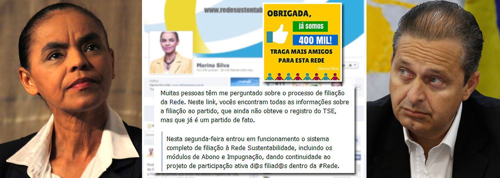Nesta quarta-feira 22, Marina Silva volta a pedir filiações e assinaturas para o Rede -- e não para o PSB, partido ao qual está filiada; "Neste link, vocês encontram todas as informações sobre a filiação ao partido", explica a ex-senadora em sua página no Facebook; "Muitas pessoas têm me perguntado sobre o processo de filiação da Rede", completa ela; para evitar briga com 'a noiva', que faz diferentes exigências e vetos à política de alianças dos socialistas de Eduardo Campos, direção nacional da legenda adiou para março a definição de composições regionais; a pergunta é: faz sentido para Campos se submeter a todas as vontades de Marina num casamento que, já se vê, é apenas transitório? (Foto: Gisele Federicce) www.brasil247.com - Nesta quarta-feira 22, Marina Silva volta a pedir filiações e assinaturas para o Rede -- e não para o PSB, partido ao qual está filiada; "Neste link, vocês encontram todas as informações sobre a filiação ao partido", explica a ex-senadora em sua página no Facebook; "Muitas pessoas têm me perguntado sobre o processo de filiação da Rede", completa ela; para evitar briga com 'a noiva', que faz diferentes exigências e vetos à política de alianças dos socialistas de Eduardo Campos, direção nacional da legenda adiou para março a definição de composições regionais; a pergunta é: faz sentido para Campos se submeter a todas as vontades de Marina num casamento que, já se vê, é apenas transitório?