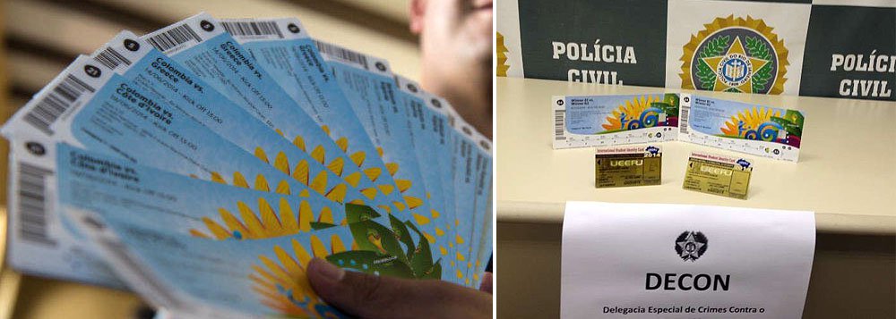 Policiais civis prenderam um estudante universitário suspeito de vender ingressos para a final da Copa do Mundo; o suspeito, de 28 anos, foi detido em um shopping da zona oeste da cidade do Rio de Janeiro, tentando vender dois ingressos de meia entrada (para estudantes) a R$ 9 mil cada um (Foto: Leonardo Lucena) Policiais civis prenderam um estudante universitário suspeito de vender ingressos para a final da Copa do Mundo; o suspeito, de 28 anos, foi detido em um shopping da zona oeste da cidade do Rio de Janeiro, tentando vender dois ingressos de meia entrada (para estudantes) a R$ 9 mil cada um