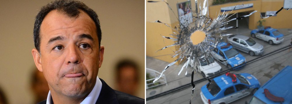 O governador do Rio de Janeiro, Sérgio Cabral, disse hoje (15) que criminosos estão querendo intimidar o governo fluminense, com os recentes ataques às unidades de Polícia Pacificadora (UPPs). Nas últimas semanas, policiais e bases das UPPs em comunidades como a Rocinha, na zona sul da cidade, e nos complexos da Penha e do Alemão, na zona norte, têm sido alvo de ataques; "Não vamos nos intimidar. Tentaram nos intimidar em 2006, em 2010 e estão tentando nos intimidar agora”, disse; Cabral assegurou, ainda, que não haverá retrocesso na política de segurança pública:“Posso garantir à população do meu estado que não vamos retroceder”, garantiu (Foto: Paulo Emílio) O governador do Rio de Janeiro, Sérgio Cabral, disse hoje (15) que criminosos estão querendo intimidar o governo fluminense, com os recentes ataques às unidades de Polícia Pacificadora (UPPs). Nas últimas semanas, policiais e bases das UPPs em comunidades como a Rocinha, na zona sul da cidade, e nos complexos da Penha e do Alemão, na zona norte, têm sido alvo de ataques; "Não vamos nos intimidar. Tentaram nos intimidar em 2006, em 2010 e estão tentando nos intimidar agora”, disse; Cabral assegurou, ainda, que não haverá retrocesso na política de segurança pública:“Posso garantir à população do meu estado que não vamos retroceder”, garantiu