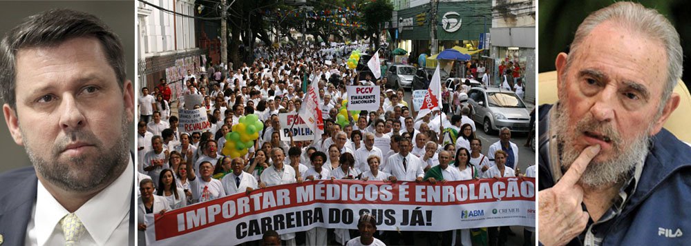 Deputados do partido criticam anúncio de contratação pelo governo de quatro mil médicos da ilha de Fidel Castro e exigem cumprimento de todas as leis trabalhistas, além de passagem pelo Revalida, exame obrigatório para quem cursou medicina fora do País; líder da legenda na Câmara, Carlos Sampaio (SP) diz que pedirá para que o Ministério Público do Trabalho acompanhe o processo de contratação dos inscritos no Mais Médicos; "Descumprir a lei é um péssimo sinal e pode abrir precedentes. Exemplo se dá de cima para baixo", diz ele (Foto: Gisele Federicce) Deputados do partido criticam anúncio de contratação pelo governo de quatro mil médicos da ilha de Fidel Castro e exigem cumprimento de todas as leis trabalhistas, além de passagem pelo Revalida, exame obrigatório para quem cursou medicina fora do País; líder da legenda na Câmara, Carlos Sampaio (SP) diz que pedirá para que o Ministério Público do Trabalho acompanhe o processo de contratação dos inscritos no Mais Médicos; "Descumprir a lei é um péssimo sinal e pode abrir precedentes. Exemplo se dá de cima para baixo", diz ele
