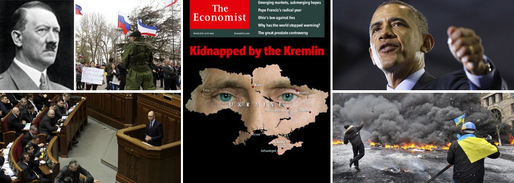 Revista inglesa pede sanções políticas e econômicas contra a Russia, compara presidente Vladmir Putin a líder nazista Adolph Hitler e avisa que mundo tem um novo inimigo sequestrador de países; na vida real, porém, governo constitucional da Crimeia chama observadores para acompanhar plebiscito pela anexação no domingo, leis internacionais legitimam separação e aumentam indícios da participação de neonazistas em golpe contra governo da Ucrânia; sabujice histórica da Inglaterra frente aos Estados Unidos explica incentivo ao recrudescimento das tensões entre as potências feito pela Economist; em cruzada diplomática, Putin diz que decisão dos habitantes da Crimeia terá de ser respeitada; não sendo santo, presidente da Rússia é necessariamente um monstro? (Foto: Sheila Lopes) Revista inglesa pede sanções políticas e econômicas contra a Russia, compara presidente Vladmir Putin a líder nazista Adolph Hitler e avisa que mundo tem um novo inimigo sequestrador de países; na vida real, porém, governo constitucional da Crimeia chama observadores para acompanhar plebiscito pela anexação no domingo, leis internacionais legitimam separação e aumentam indícios da participação de neonazistas em golpe contra governo da Ucrânia; sabujice histórica da Inglaterra frente aos Estados Unidos explica incentivo ao recrudescimento das tensões entre as potências feito pela Economist; em cruzada diplomática, Putin diz que decisão dos habitantes da Crimeia terá de ser respeitada; não sendo santo, presidente da Rússia é necessariamente um monstro?