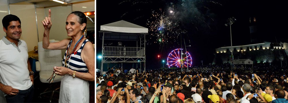 Cerca de 150 mil pessoas curtiram no clima de paz, alegria e celebração as mais de 100 atrações que fizeram parte dos oito dias do Festival da Cidade 2015; programação cultural comemorativa pelos 466 anos de Salvador aconteceu entre 22 e 29 deste mês e o encerramento, na noite de ontem, aconteceu com show do padre Fábio de Mello, na Praça Castro Alves; 'um dos momentos mais emocionantes', segundo a prefeitura, foi o show da cantora Maria Bethânia, no Largo do Farol da Barra; "É necessário que as pessoas aproveitem e vivam intensamente a nossa cidade, e nada melhor do que fazer esses eventos para celebrar Salvador", disse o prefeito ACM Neto (Foto: Romulo Faro) Cerca de 150 mil pessoas curtiram no clima de paz, alegria e celebração as mais de 100 atrações que fizeram parte dos oito dias do Festival da Cidade 2015; programação cultural comemorativa pelos 466 anos de Salvador aconteceu entre 22 e 29 deste mês e o encerramento, na noite de ontem, aconteceu com show do padre Fábio de Mello, na Praça Castro Alves; 'um dos momentos mais emocionantes', segundo a prefeitura, foi o show da cantora Maria Bethânia, no Largo do Farol da Barra; "É necessário que as pessoas aproveitem e vivam intensamente a nossa cidade, e nada melhor do que fazer esses eventos para celebrar Salvador", disse o prefeito ACM Neto