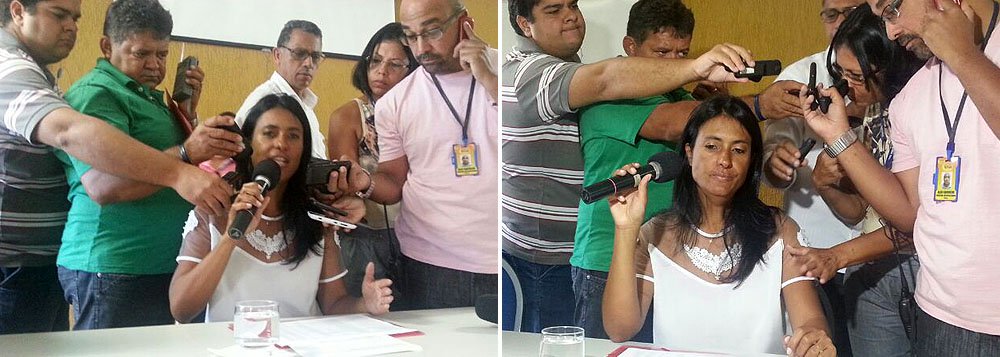 Ex-primeira-dama Eliane Aquino concedeu coletiva de imprensa na manhã desta quinta-feira (6), em Aracaju, quando comprovou sua filiação ao Partido dos Trabalhadores, rechaçando assim as acusações feitas contra ela pela atual direção do PT no Estado; ela também demonstrou sua decepção com o presidente da legenda, o deputado federal Rogério Carvalho, e com a vice dele, a deputada estadual Ana Lúcia Vieira; "De uma hora para outra, eu virei militante social e não petista. Como falei, o meu partido sempre foi o PT. A minha verdade é que sou filiada ao PT. Ninguém vai me tirar isso nunca. Podem dizer o que quiserem. A única coisa que peço é que me respeitem. Sou da paz. Não quero esse ódio para minha vida", afirmou (Foto: Valter Lima) Ex-primeira-dama Eliane Aquino concedeu coletiva de imprensa na manhã desta quinta-feira (6), em Aracaju, quando comprovou sua filiação ao Partido dos Trabalhadores, rechaçando assim as acusações feitas contra ela pela atual direção do PT no Estado; ela também demonstrou sua decepção com o presidente da legenda, o deputado federal Rogério Carvalho, e com a vice dele, a deputada estadual Ana Lúcia Vieira; "De uma hora para outra, eu virei militante social e não petista. Como falei, o meu partido sempre foi o PT. A minha verdade é que sou filiada ao PT. Ninguém vai me tirar isso nunca. Podem dizer o que quiserem. A única coisa que peço é que me respeitem. Sou da paz. Não quero esse ódio para minha vida", afirmou