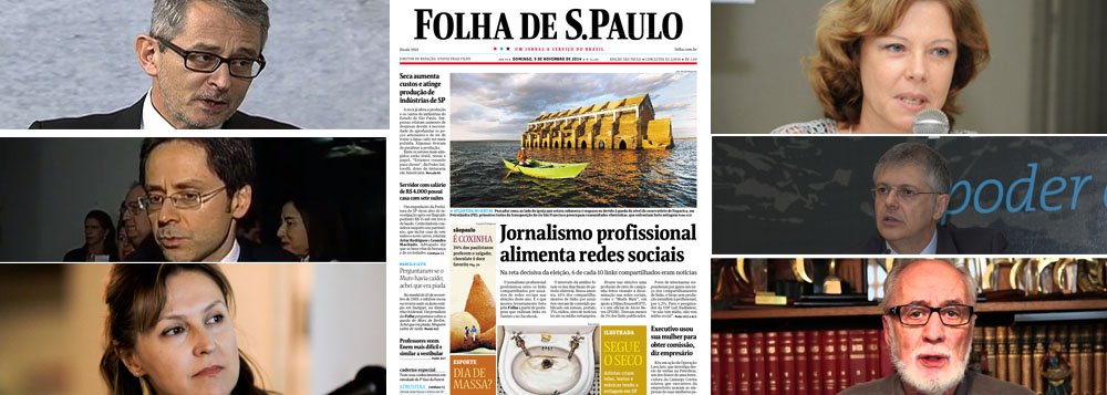 Jornal dos irmãos Otávio, Luís e Maria Cristina Frias enxuga folha salarial; quinze profissionais e estrelas Eliane Cantanhêde e Fernando Rodrigues são demitidos; veterano Clóvis Rossi se fortalece; questão é que receitas não enfrentam despesas para remunerar acionistas; manchete deste domingo 9 ataca multiplicação da informação pelas redes sociais; atribui postagens ao 'jornalismo profissional'; incômodo com liberdade de circulação da informação na internet é flagrante; Folha passa recibo de que gostaria de ter monopólio sobre o fato; o problema é que isso não existe mais (Foto: Camila Nunes) Jornal dos irmãos Otávio, Luís e Maria Cristina Frias enxuga folha salarial; quinze profissionais e estrelas Eliane Cantanhêde e Fernando Rodrigues são demitidos; veterano Clóvis Rossi se fortalece; questão é que receitas não enfrentam despesas para remunerar acionistas; manchete deste domingo 9 ataca multiplicação da informação pelas redes sociais; atribui postagens ao 'jornalismo profissional'; incômodo com liberdade de circulação da informação na internet é flagrante; Folha passa recibo de que gostaria de ter monopólio sobre o fato; o problema é que isso não existe mais