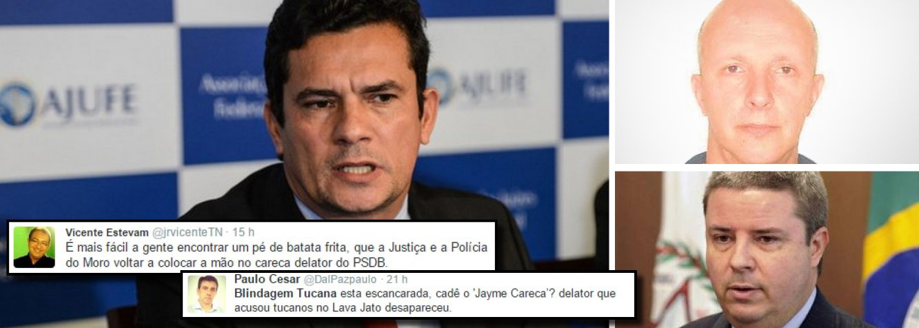 Réu na Operação Lava Jato, o policial federal afastado Jayme Alves de Oliveira Filho, o "Careca", revelou em delação ter repassado R$ 1 milhão ao ex-governador de Minas Antonio Anastasia (PSDB); a investigação foi prejudicada, conforme informou a PF na segunda-feira 20, porque depende do depoimento da testemunha, que não foi encontrada; nas redes sociais, internautas apontam "blindagem tucana" e questionam: por que, ao contrário de outros delatores, o juiz Sérgio Moro mandou soltar o réu que menciona um tucano? Se "Jayme Careca" não aparecer, Lava Jato e Moro serão desmoralizados, criticam (Foto: Gisele Federicce) Réu na Operação Lava Jato, o policial federal afastado Jayme Alves de Oliveira Filho, o "Careca", revelou em delação ter repassado R$ 1 milhão ao ex-governador de Minas Antonio Anastasia (PSDB); a investigação foi prejudicada, conforme informou a PF na segunda-feira 20, porque depende do depoimento da testemunha, que não foi encontrada; nas redes sociais, internautas apontam "blindagem tucana" e questionam: por que, ao contrário de outros delatores, o juiz Sérgio Moro mandou soltar o réu que menciona um tucano? Se "Jayme Careca" não aparecer, Lava Jato e Moro serão desmoralizados, criticam