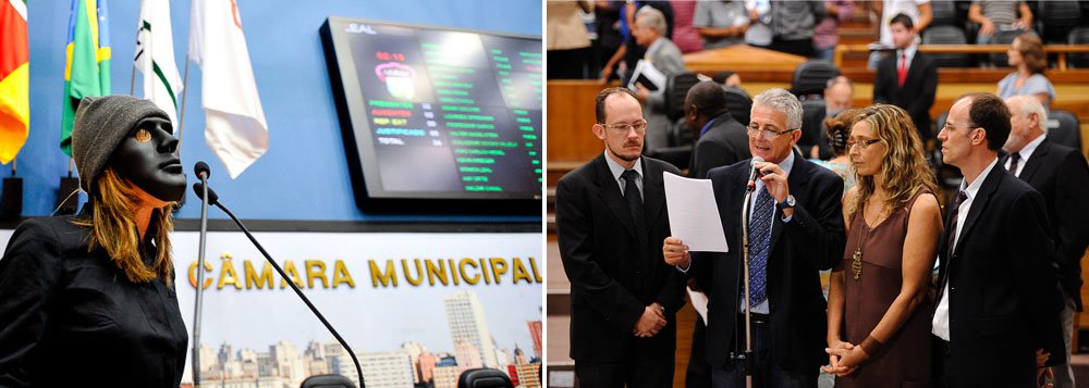 Por 21 votos a dez na Câmara, com cinco abstenções, o projeto de lei da vereadora Mônica Leal (PP) ainda prevê que protestos aconteçam mediante aviso prévio à polícia, “sem o porte de quaisquer armas” e “pacificamente”; “Não sou a favor de nenhum tipo de violência. Quem for lá agredir, pichar, tocar o terror, que o faça de cara limpa para responder pelos seus atos”, disse a vereadora do PP (Foto: Roberta Namour) Por 21 votos a dez na Câmara, com cinco abstenções, o projeto de lei da vereadora Mônica Leal (PP) ainda prevê que protestos aconteçam mediante aviso prévio à polícia, “sem o porte de quaisquer armas” e “pacificamente”; “Não sou a favor de nenhum tipo de violência. Quem for lá agredir, pichar, tocar o terror, que o faça de cara limpa para responder pelos seus atos”, disse a vereadora do PP