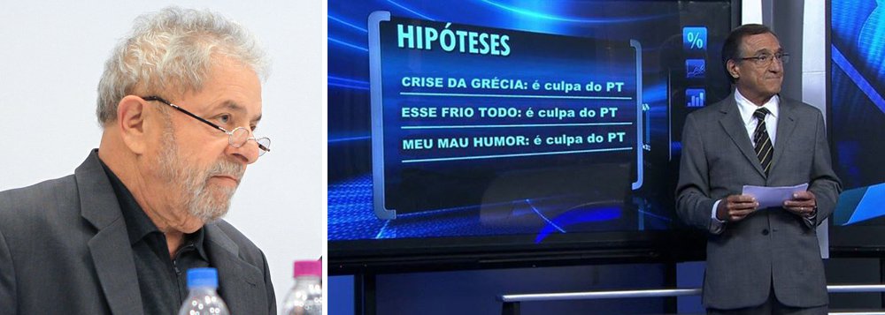 Ex-presidente ironizou a explicação do jornalista Carlos Alberto Sardenberg, para quem a negativa da Grécia ao pacote de austeridade europeu foi culpa de Lula; "Carlos Alberto Sardenberg desenvolveu uma explicação original para a crise econômica da Grécia. Diferente de economistas de renome internacional, como Paul Krugman e Joseph Stiglitz, para ele a culpa da crise grega é de Lula e Dilma"; o petista publicou uma imagem em sua página no Facebook na qual Sardenberg apresenta o PT como culpado de três problemas: "crise da Grécia", "esse frio todo" e "meu mau humor"; "A imagem é uma brincadeira, mas a análise de Sardenberg sobre a Grécia foi real. Será que ele não está exagerando?", pergunta Lula (Foto: Gisele Federicce) www.brasil247.com - Ex-presidente ironizou a explicação do jornalista Carlos Alberto Sardenberg, para quem a negativa da Grécia ao pacote de austeridade europeu foi culpa de Lula; "Carlos Alberto Sardenberg desenvolveu uma explicação original para a crise econômica da Grécia. Diferente de economistas de renome internacional, como Paul Krugman e Joseph Stiglitz, para ele a culpa da crise grega é de Lula e Dilma"; o petista publicou uma imagem em sua página no Facebook na qual Sardenberg apresenta o PT como culpado de três problemas: "crise da Grécia", "esse frio todo" e "meu mau humor"; "A imagem é uma brincadeira, mas a análise de Sardenberg sobre a Grécia foi real. Será que ele não está exagerando?", pergunta Lula