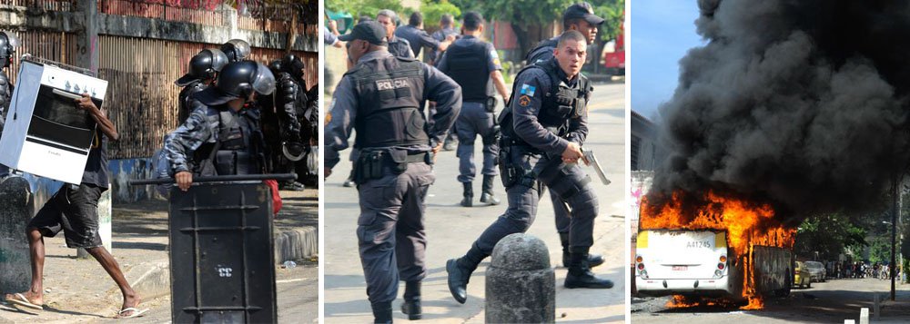 O Corpo de Bombeiros socorreu sete pessoas durante a desocupação do prédio da antiga Telerj, feita por 1,6 mil homens da Polícia Militar, no cumprimento de uma decisão judicial em favor da Oi, dona do terreno; entre os atendidos, três eram menores: um adolescente de 13 anos, uma criança de 9, e um bebê de 6 meses; três adultos foram encaminhados para a a UPA do Engenho Novo; dezenas de moradores que deixaram o prédio gritam: "Queremos residência" (Foto: Leonardo Lucena) O Corpo de Bombeiros socorreu sete pessoas durante a desocupação do prédio da antiga Telerj, feita por 1,6 mil homens da Polícia Militar, no cumprimento de uma decisão judicial em favor da Oi, dona do terreno; entre os atendidos, três eram menores: um adolescente de 13 anos, uma criança de 9, e um bebê de 6 meses; três adultos foram encaminhados para a a UPA do Engenho Novo; dezenas de moradores que deixaram o prédio gritam: "Queremos residência"