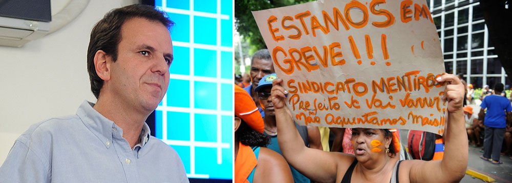 “Todos os garis que se apresentarem, nós vamos cancelar as demissões e depois eles vão compensar os dias parados. Todos, inclusive as lideranças. Não vai haver retaliações”, afirmou o prefeito do Rio; ele informou também que todos os 300 caminhões da Companhia Municipal de Limpeza Urbana (Comlurb) vão trabalhar escoltados por equipes de segurança privada (Foto: Roberta Namour) “Todos os garis que se apresentarem, nós vamos cancelar as demissões e depois eles vão compensar os dias parados. Todos, inclusive as lideranças. Não vai haver retaliações”, afirmou o prefeito do Rio; ele informou também que todos os 300 caminhões da Companhia Municipal de Limpeza Urbana (Comlurb) vão trabalhar escoltados por equipes de segurança privada