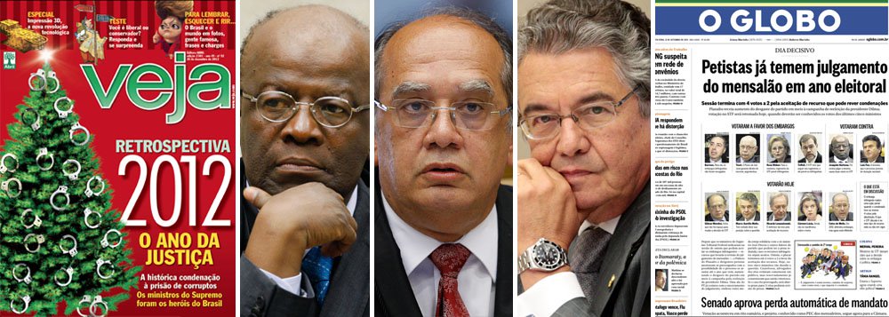 No artigo "Histerismo com causa", o jornalista Hélio Doyle avalia como a agenda política dos meios de comunicação influenciou – e ainda influencia – o comportamento do STF. "Para os que manipulam a opinião pública e querem forçar a decisão que lhes interessa, é tudo muito simples: cinco ministros estão certos e são herois, cinco estão errados e são cúmplices da corrupção. Passam a ideia de que o acolhimento dos embargos é um novo julgamento, é a pizza, a desmoralização do Supremo", diz ele. Doyle explica ainda como três ministros da corte, Joaquim Barbosa, Gilmar Mendes e Marco Aurélio Mello, contribuíram para esse jogo na última sessão (Foto: Leonardo Attuch) www.brasil247.com - No artigo "Histerismo com causa", o jornalista Hélio Doyle avalia como a agenda política dos meios de comunicação influenciou – e ainda influencia – o comportamento do STF. "Para os que manipulam a opinião pública e querem forçar a decisão que lhes interessa, é tudo muito simples: cinco ministros estão certos e são herois, cinco estão errados e são cúmplices da corrupção. Passam a ideia de que o acolhimento dos embargos é um novo julgamento, é a pizza, a desmoralização do Supremo", diz ele. Doyle explica ainda como três ministros da corte, Joaquim Barbosa, Gilmar Mendes e Marco Aurélio Mello, contribuíram para esse jogo na última sessão