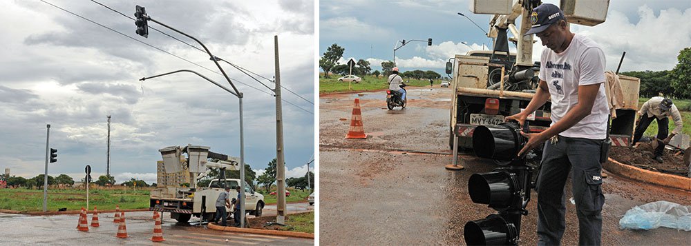 Prefeitura de Palmas está instalando semáforos na avenida Teotônio Segurado, nos cruzamentos com as LOs 12 e 14, na região Norte da Capital; previsão é que os equipamentos estejam em pleno funcionamento até a primeira quinzena de dezembro; segundo a Secretaria Municipal de Acessibilidade, Mobilidade, Trânsito e Transporte (Smamtt), também estão sendo instalados redutores de velocidade, radares estáticos, revitalizamos a sinalização da via na parte Sul da via, sentido Taquari; neste ano, os acidentes com morte tiveram redução de 70% na principal avenida da Capital (Foto: Aquiles Lins) Prefeitura de Palmas está instalando semáforos na avenida Teotônio Segurado, nos cruzamentos com as LOs 12 e 14, na região Norte da Capital; previsão é que os equipamentos estejam em pleno funcionamento até a primeira quinzena de dezembro; segundo a Secretaria Municipal de Acessibilidade, Mobilidade, Trânsito e Transporte (Smamtt), também estão sendo instalados redutores de velocidade, radares estáticos, revitalizamos a sinalização da via na parte Sul da via, sentido Taquari; neste ano, os acidentes com morte tiveram redução de 70% na principal avenida da Capital