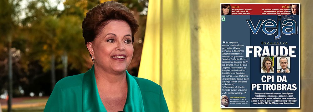 Numa rápida entrevista a jornalistas neste domingo, a presidente Dilma Rousseff condenou a criação de crises artificiais sobre a Petrobras, como fez a revista Veja, há uma semana, com a capa sobre "farsa" na CPI da Petrobras; “Se tem uma coisa que a gente tem de preservar, porque tem sentido de Estado e sentido de nação é não misturar eleição com a maior empresa de petróleo do País. Isso não é correto, não mostra nenhuma maturidade”, disse ela; denúncia da semana passada já morre no vazio de sua própria banalidade (Foto: Leonardo Attuch) Numa rápida entrevista a jornalistas neste domingo, a presidente Dilma Rousseff condenou a criação de crises artificiais sobre a Petrobras, como fez a revista Veja, há uma semana, com a capa sobre "farsa" na CPI da Petrobras; “Se tem uma coisa que a gente tem de preservar, porque tem sentido de Estado e sentido de nação é não misturar eleição com a maior empresa de petróleo do País. Isso não é correto, não mostra nenhuma maturidade”, disse ela; denúncia da semana passada já morre no vazio de sua própria banalidade