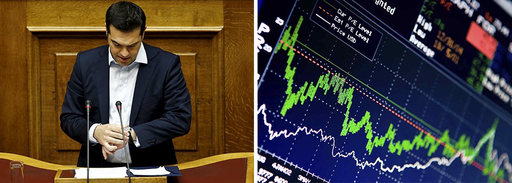 Os índices se afastaram das máximas da sessão após o primeiro-ministro da Grécia, Aleixs Tsipras, reiterar seu pedido para que a população grega rejeite o resgate internacional no referendo do domingo; no Brasil, Petrobras cai forte e Ibovespa vira para queda (Foto: Gisele Federicce) Os índices se afastaram das máximas da sessão após o primeiro-ministro da Grécia, Aleixs Tsipras, reiterar seu pedido para que a população grega rejeite o resgate internacional no referendo do domingo; no Brasil, Petrobras cai forte e Ibovespa vira para queda