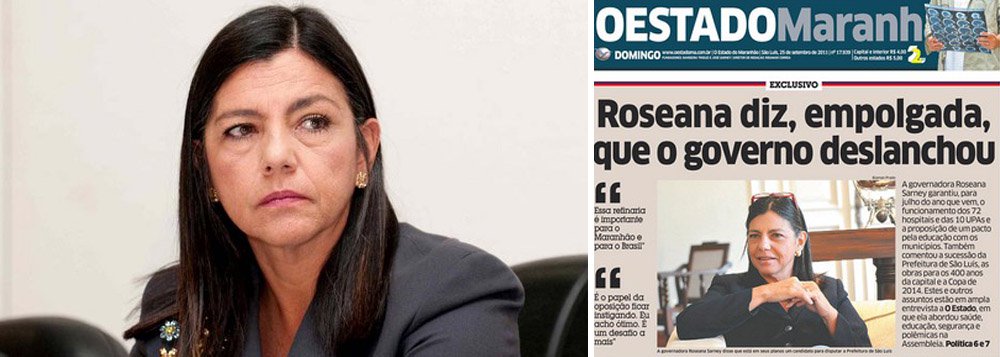 Dados obtidos com exclusividade pelo blog Marrapá revelam que, entre os meses de fevereiro e dezembro de 2014, a ex-governadora Roseana Sarney investiu R$ 1,46 milhão no jornal O Estado do Maranhão, de propriedade de sua família; o repasse corresponde a 78% do valor pago pela publicidade legal, destinado pela ex-secretária de Comunicação, Carla Georgina, a veículos impressos locais e nacionais; para efeitos de comparação, o jornal O Imparcial, considerado o segundo maior em tiragem do estado, recebeu, no mesmo período, o equivalente a R$ 20 mil/mês
(Foto: Leonardo Lucena) Dados obtidos com exclusividade pelo blog Marrapá revelam que, entre os meses de fevereiro e dezembro de 2014, a ex-governadora Roseana Sarney investiu R$ 1,46 milhão no jornal O Estado do Maranhão, de propriedade de sua família; o repasse corresponde a 78% do valor pago pela publicidade legal, destinado pela ex-secretária de Comunicação, Carla Georgina, a veículos impressos locais e nacionais; para efeitos de comparação, o jornal O Imparcial, considerado o segundo maior em tiragem do estado, recebeu, no mesmo período, o equivalente a R$ 20 mil/mês