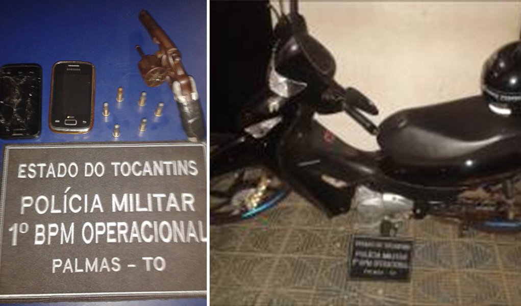 Ao avistarem os policiais, os suspeitos empreenderam fuga pelas ruas da Capital. Conforme a PM, na avenida LO-23, entre as quadras 906 e 1006 Sul, o menor que estava na garupa sacou uma arma de fogo e direcionou aos militares que, para conter a ação, efetuaram três disparos, sendo o passageiro alvejado no braço direito e capturado juntamente com o condutor; o menor baleado foi encaminhado ao Hospital Geral de Palmas e submetido à cirurgia; já o condutor foi apresentado na Delegacia juntamente com o veículo e a arma (Foto: Aquiles Lins) Ao avistarem os policiais, os suspeitos empreenderam fuga pelas ruas da Capital. Conforme a PM, na avenida LO-23, entre as quadras 906 e 1006 Sul, o menor que estava na garupa sacou uma arma de fogo e direcionou aos militares que, para conter a ação, efetuaram três disparos, sendo o passageiro alvejado no braço direito e capturado juntamente com o condutor; o menor baleado foi encaminhado ao Hospital Geral de Palmas e submetido à cirurgia; já o condutor foi apresentado na Delegacia juntamente com o veículo e a arma