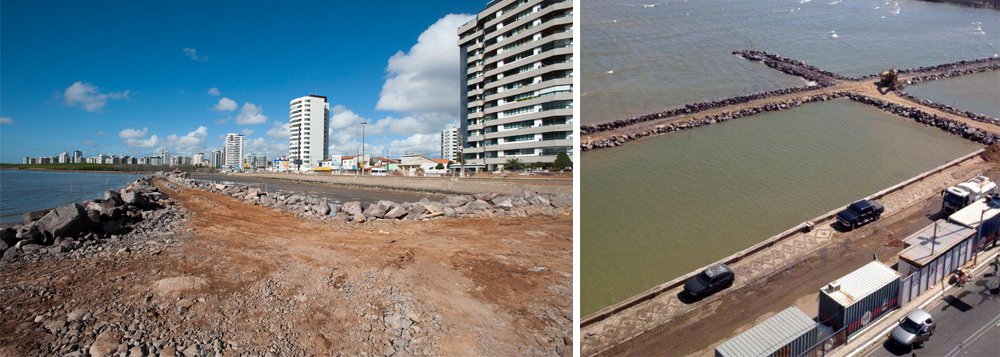 Tribunal Regional Federal da 5ª Região determinou que a prefeitura de Aracaju suspenda as obras de defesa litorânea do bairro 13 de Julho, na Avenida Beira Mar; de acordo com a decisão, a União e Administração Estadual do Meio Ambiente devem promover o embargo das obras e qualquer intervenção relacionada a elas até que sejam obtidas as licenças e autorizações necessárias (Foto: Valter Lima) Tribunal Regional Federal da 5ª Região determinou que a prefeitura de Aracaju suspenda as obras de defesa litorânea do bairro 13 de Julho, na Avenida Beira Mar; de acordo com a decisão, a União e Administração Estadual do Meio Ambiente devem promover o embargo das obras e qualquer intervenção relacionada a elas até que sejam obtidas as licenças e autorizações necessárias