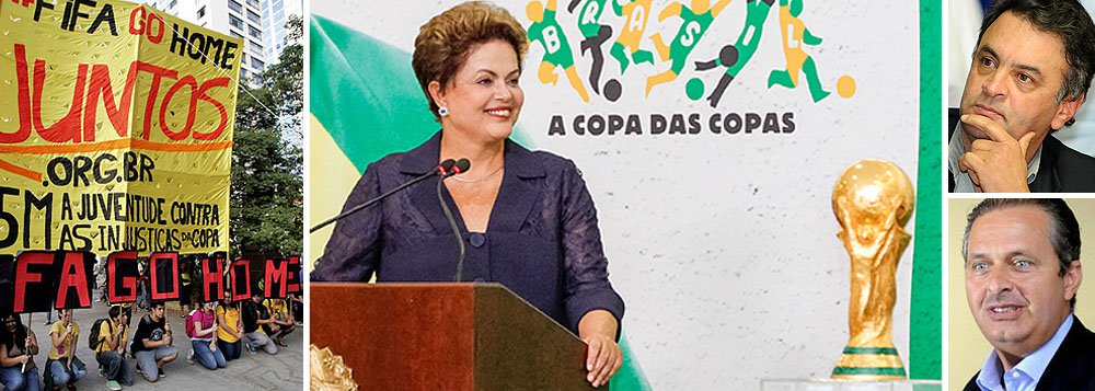 Mesmo com o aumento de 55% para 72% no percentual de insatisfeitos com a economia e a situação do País às vésperas da Copa do Mundo, maioria tem opinião favorável sobre a presidente Dilma Rousseff; pesquisa do Pew Research Center, de Washington, mostra que 51% disseram ter boa impressão de Dilma; índice é a soma dos resultados positivos dos dois principais presidenciáveis da oposição; Aécio Neves (PSDB) recebe aprovação de 27%, enquanto Eduardo Campos (PSB) ficou com 24%; osso duro (Foto: Gisele Federicce) Mesmo com o aumento de 55% para 72% no percentual de insatisfeitos com a economia e a situação do País às vésperas da Copa do Mundo, maioria tem opinião favorável sobre a presidente Dilma Rousseff; pesquisa do Pew Research Center, de Washington, mostra que 51% disseram ter boa impressão de Dilma; índice é a soma dos resultados positivos dos dois principais presidenciáveis da oposição; Aécio Neves (PSDB) recebe aprovação de 27%, enquanto Eduardo Campos (PSB) ficou com 24%; osso duro