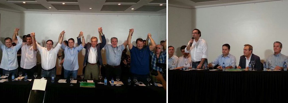 Os partidos que formam a Frente de Oposição em Alagoas oficializaram o ex-prefeito de Arapiraca, Luciano Barbosa (PMDB), como pré-candidato a vice-governador; anúncio foi feito pelo coordenador do Frentão, o ex-governador Ronaldo Lessa (PDT) e justificado como sendo um nome de consenso entre os 14 partidos; chapa agora está completa (Foto: Voney Malta) Os partidos que formam a Frente de Oposição em Alagoas oficializaram o ex-prefeito de Arapiraca, Luciano Barbosa (PMDB), como pré-candidato a vice-governador; anúncio foi feito pelo coordenador do Frentão, o ex-governador Ronaldo Lessa (PDT) e justificado como sendo um nome de consenso entre os 14 partidos; chapa agora está completa