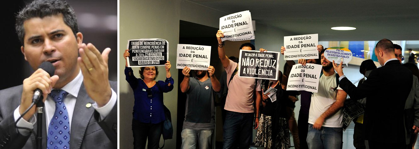 Comissão de Constituição, Justiça e Cidadania (CCJ) aprovou nesta terça-feira 31 o voto em separado do deputado Marcos Rogério (PDT-RO), favorável à admissibilidade da PEC 171/93, que reduz a maioridade penal de 18 para 16 anos; foram 42 votos a favor e 17 contra - resultado que gerou protesto de manifestantes presentes na reunião (Foto: Gisele Federicce) Comissão de Constituição, Justiça e Cidadania (CCJ) aprovou nesta terça-feira 31 o voto em separado do deputado Marcos Rogério (PDT-RO), favorável à admissibilidade da PEC 171/93, que reduz a maioridade penal de 18 para 16 anos; foram 42 votos a favor e 17 contra - resultado que gerou protesto de manifestantes presentes na reunião