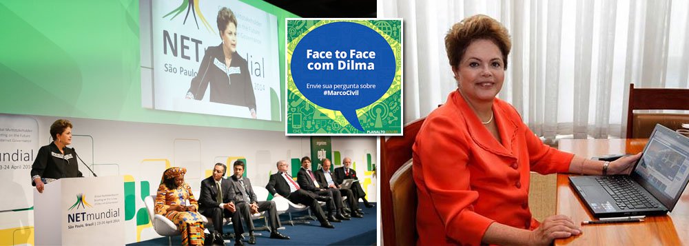 Presidente Dilma Rousseff falou ao vivo, pela página do Palácio do Planalto no Facebook, sobre o impacto da aprovação do novo marco civil na internet; "Há uma opinião unânime entre especialistas e usuários da internet em todo o mundo que a aprovação do #MarcoCivil pelo Congresso brasileiro foi um avanço histórico", escreveu a presidente, respondendo a perguntas de internautas; segundo ela, o marco civil, "sem sombra de dúvida, é a legislação mais avançada no mundo" na área "e nos coloca na vanguarda na proteção dos direitos dos usuários da internet e na garantia de que o usuário brasileiro tem e terá o direito de acessar, a partir de agora, qualquer conteúdo"; Dilma lembra que a lei, sancionada ontem, "assegura a liberdade de expressão, a privacidade e o respeito aos direitos humanos" (Foto: Leonardo Attuch) Presidente Dilma Rousseff falou ao vivo, pela página do Palácio do Planalto no Facebook, sobre o impacto da aprovação do novo marco civil na internet; "Há uma opinião unânime entre especialistas e usuários da internet em todo o mundo que a aprovação do #MarcoCivil pelo Congresso brasileiro foi um avanço histórico", escreveu a presidente, respondendo a perguntas de internautas; segundo ela, o marco civil, "sem sombra de dúvida, é a legislação mais avançada no mundo" na área "e nos coloca na vanguarda na proteção dos direitos dos usuários da internet e na garantia de que o usuário brasileiro tem e terá o direito de acessar, a partir de agora, qualquer conteúdo"; Dilma lembra que a lei, sancionada ontem, "assegura a liberdade de expressão, a privacidade e o respeito aos direitos humanos"