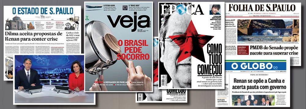 Faturamento com anúncios em TVs abertas, jornais, revistas e rádios somados caiu 8,5% no primeiro semestre deste ano em relação ao mesmo período de 2014; números são da pesquisa de mercado sobre investimentos publicitários do Ibope Media; o meio mais atingido foi o de revistas, com queda de 20,9%; dados são destacados por Helena Sthephanowitz, na Rede Brasil Atual, que avalia que os veículos tradicionais "perderam fatias do mercado publicitário para o meio internet e para mídias mais segmentadas"; ela aponta, porém, um "erro estratégico": "apostar no 'quanto pior, melhor' foi um tiro no pé"; "Os números demonstram que a crise na mídia tradicional é muito maior do que a crise na economia brasileira como um todo. É como se o PIB da velha mídia encolhesse 8,5%", afirma (Foto: Gisele Federicce) Faturamento com anúncios em TVs abertas, jornais, revistas e rádios somados caiu 8,5% no primeiro semestre deste ano em relação ao mesmo período de 2014; números são da pesquisa de mercado sobre investimentos publicitários do Ibope Media; o meio mais atingido foi o de revistas, com queda de 20,9%; dados são destacados por Helena Sthephanowitz, na Rede Brasil Atual, que avalia que os veículos tradicionais "perderam fatias do mercado publicitário para o meio internet e para mídias mais segmentadas"; ela aponta, porém, um "erro estratégico": "apostar no 'quanto pior, melhor' foi um tiro no pé"; "Os números demonstram que a crise na mídia tradicional é muito maior do que a crise na economia brasileira como um todo. É como se o PIB da velha mídia encolhesse 8,5%", afirma