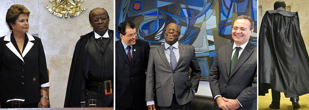Presidente do Senado confirma: Joaquim Barbosa informou a ele que está deixando a presidência do Supremo Tribunal Federal; vai se aposentar em junho, mas não disse a data exata; antes, Barbosa foi à presidente Dilma Rousseff, no Palácio do Planalto, para informá-la pessoalmente de sua decisão; cerimônia do adeus prosseguiu com audiência com Renan e Henrique Alves, presidente da Câmara (foto acima); ilhado nos meios jurídicos e a cinco meses do final de seu mandato na presidência do Supremo, ministro formalizou despedida e anunciou que falará a respeito na tarde desta quinta-feira 29; com roteiro de show, era Barbosa chega ao fim (Foto: Marco Damiani) www.brasil247.com - Presidente do Senado confirma: Joaquim Barbosa informou a ele que está deixando a presidência do Supremo Tribunal Federal; vai se aposentar em junho, mas não disse a data exata; antes, Barbosa foi à presidente Dilma Rousseff, no Palácio do Planalto, para informá-la pessoalmente de sua decisão; cerimônia do adeus prosseguiu com audiência com Renan e Henrique Alves, presidente da Câmara (foto acima); ilhado nos meios jurídicos e a cinco meses do final de seu mandato na presidência do Supremo, ministro formalizou despedida e anunciou que falará a respeito na tarde desta quinta-feira 29; com roteiro de show, era Barbosa chega ao fim